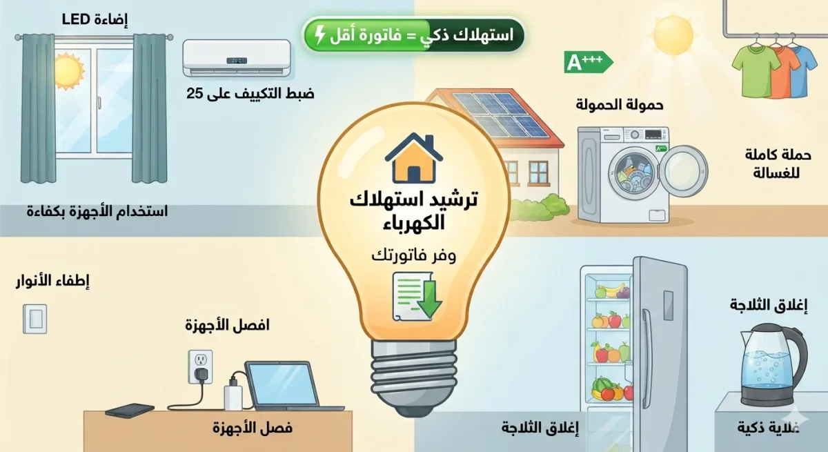 طرق سهلة لترشيد استهلاك الكهرباء وخفض الفاتورة